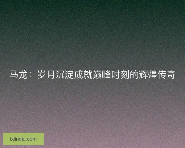 马龙:岁月沉淀成就巅峰时刻的辉煌传奇 马龙:岁月沉淀成就巅峰时刻的辉煌传奇